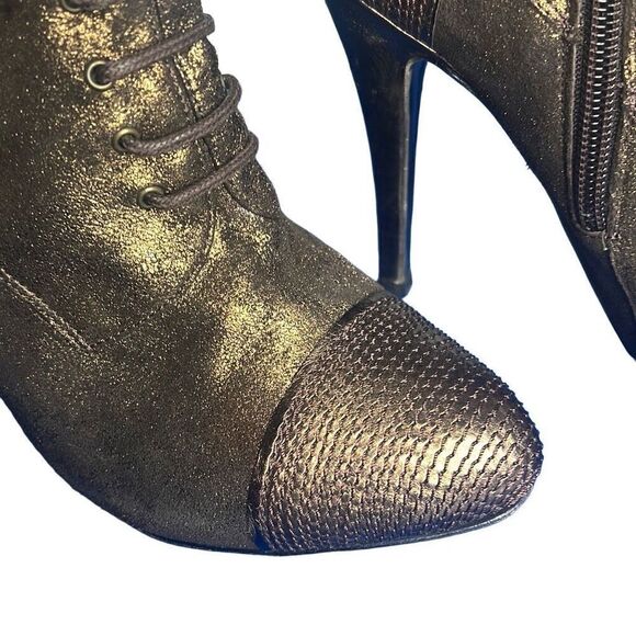 El Dantes Metallic Suede stiletto Boots Booties 6.5 Platforms - Picture 13 of 16